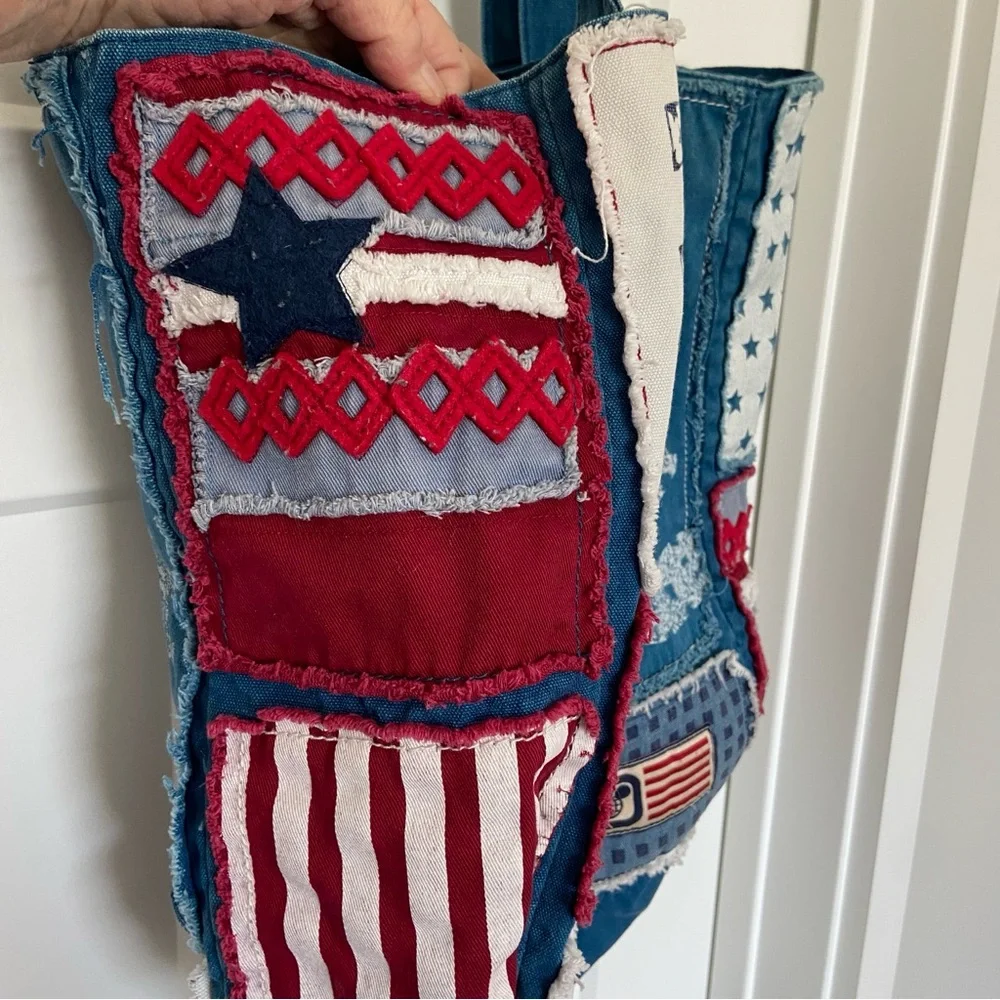 Disney Parks Patchwork Patriotic Tote Bag - Red, White, and Blue - EUC - Picture 3 of 7